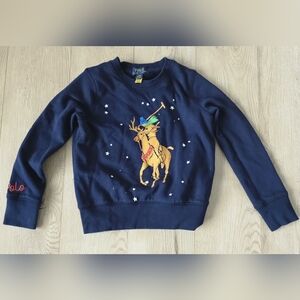 Girls Polo by Ralph Lauren Blue Reindeer Sweater
